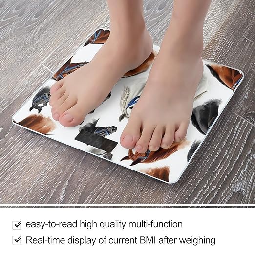Women's Fashion Automatic Switch Digital Bathroom Weighing Scale Smart Scale Animal Wild Horse Painting