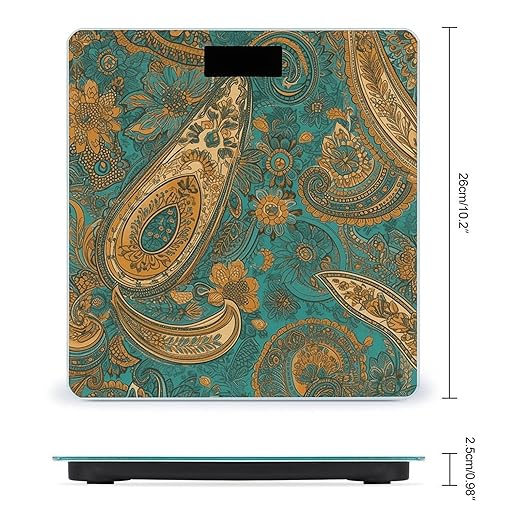Yellow Paisley Pattern Bathroom Scale Ultra-Bright Liquid Crystal Screen Weight Scale Accurate Bathroom Body Scales for Body Weight Bathroom Pet Home Bedroom Gift-Giving