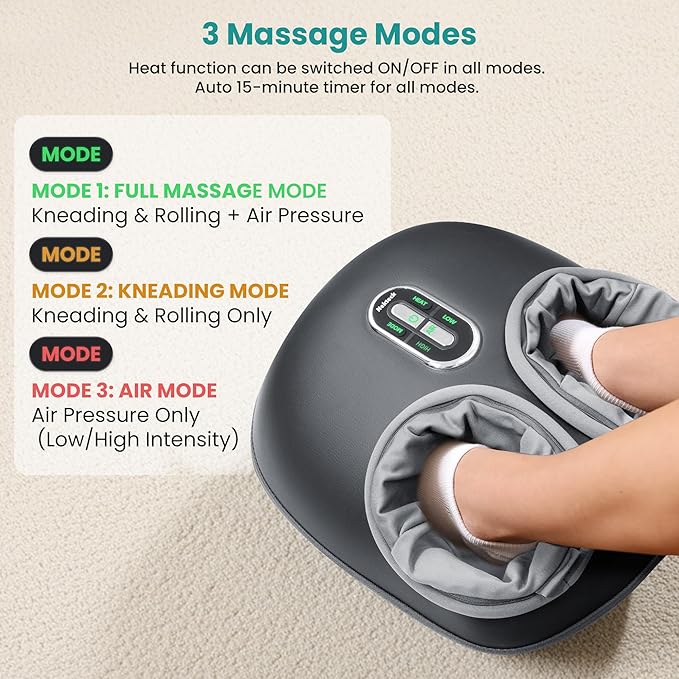 Nekteck Foot Massager with Heat: 3 Modes Deep Kneading Therapy