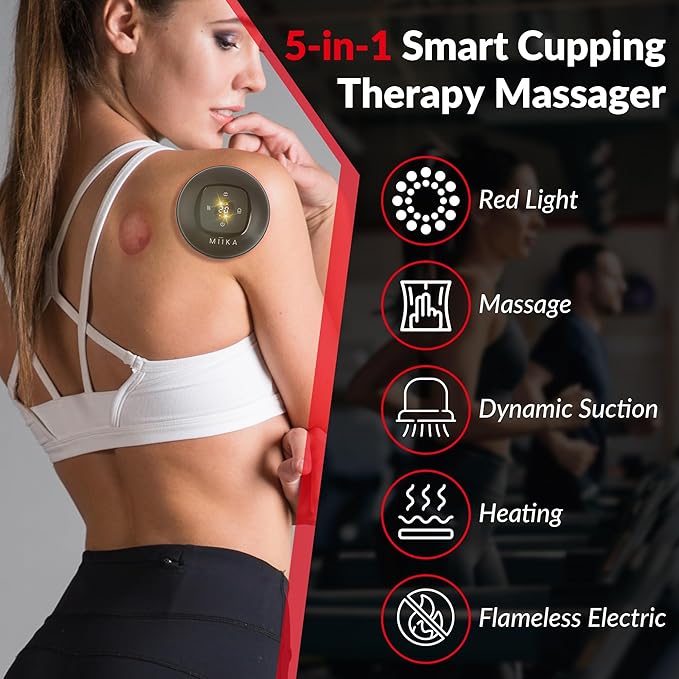 MIIKA Electric Cupping Therapy Set with Remote Control Travel Case Smart Massager for Massage Red Light &amp Heated Suction Cups for Body Relaxation