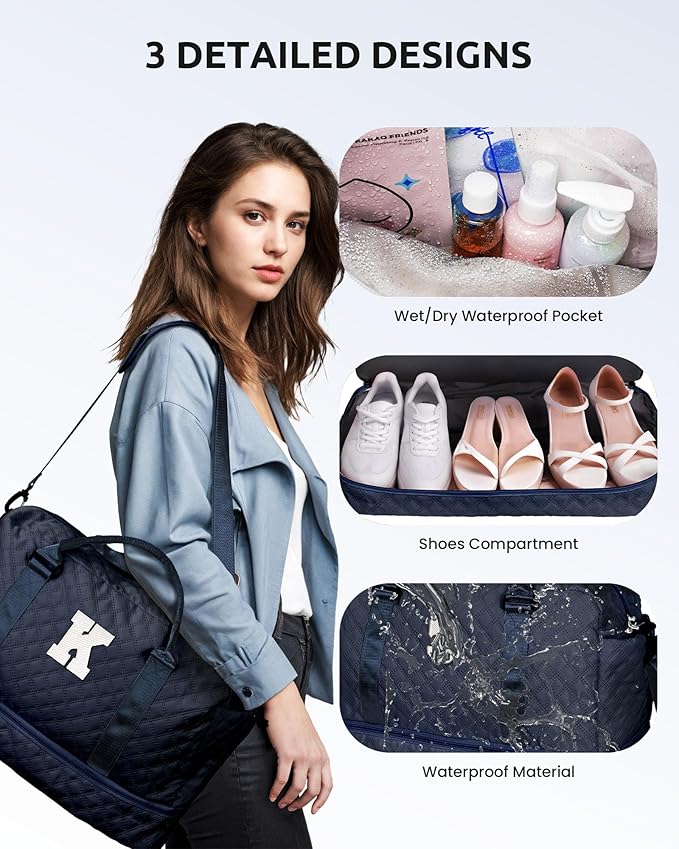 Birthday Gifts for 6-13 Year Old Girls - Personalized Duffle Travel Bags Monogram Overnight Bags with Makeup Bag Gifts for Family (Letter Z)