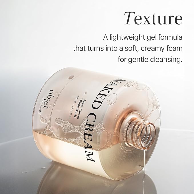 KUNDAL objet Moist Gleam Body Wash - Hydrating Glow Cleanser Resveratrol C&ampE + LHA PHA Gentle Exfoliation Rich Creamy Lather Long Lasting Moisture Linen Water 450ml Korean Beauty