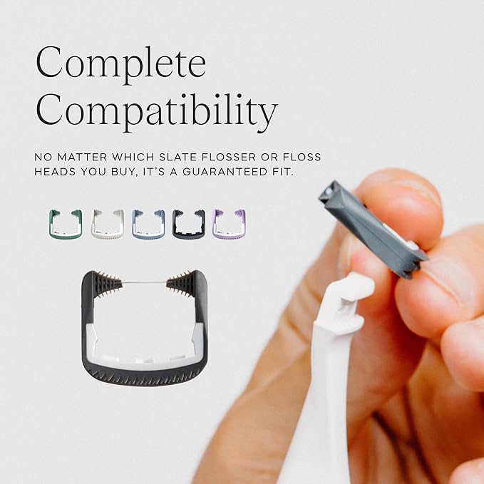 Slate Flosser Refills - Reusable Woven Floss PFAS-Free Non-Toxic Dental Floss | Fits Slate Electric Flosser w/Tongue Scraper &amp Gum Sweeps | 20-Pk Lilac Smooth Floss Heads