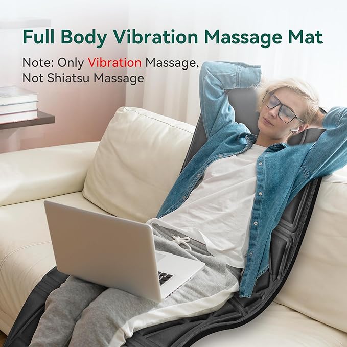Full Body Massage Mat Pad for Bed Massage Chair Pad with 10 Vibration Motors &amp 5 Massage Modes Vibrating Heating Massage Mattress Pad for BackMassager with Auto Shut Off Gift for Men Women