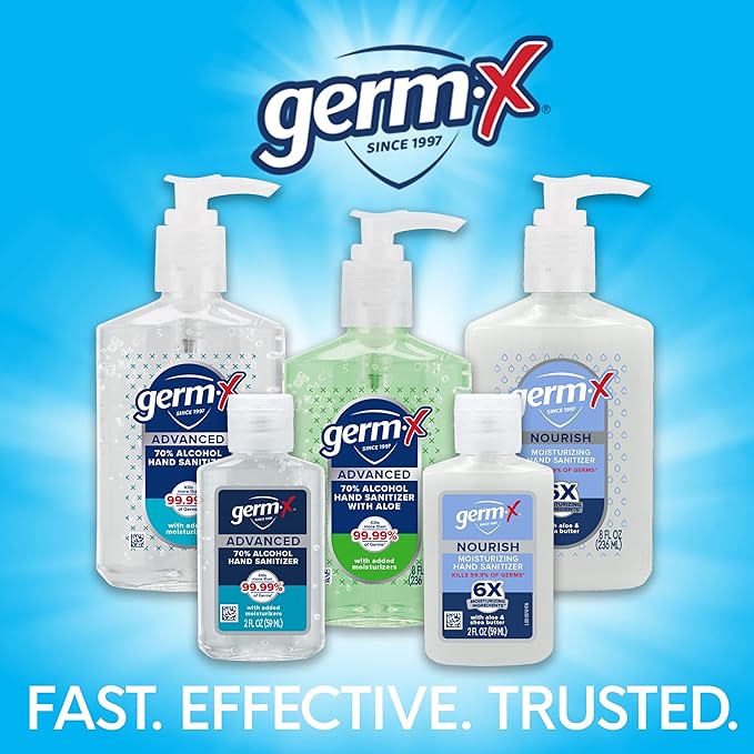 Germ-X Advanced Hand Sanitizer Less Drying Moisturizing Clear Gel No Rinse Formula Large Family Size Pump Bottle 34 Fl Oz (1 Liter) (Pack of 4)