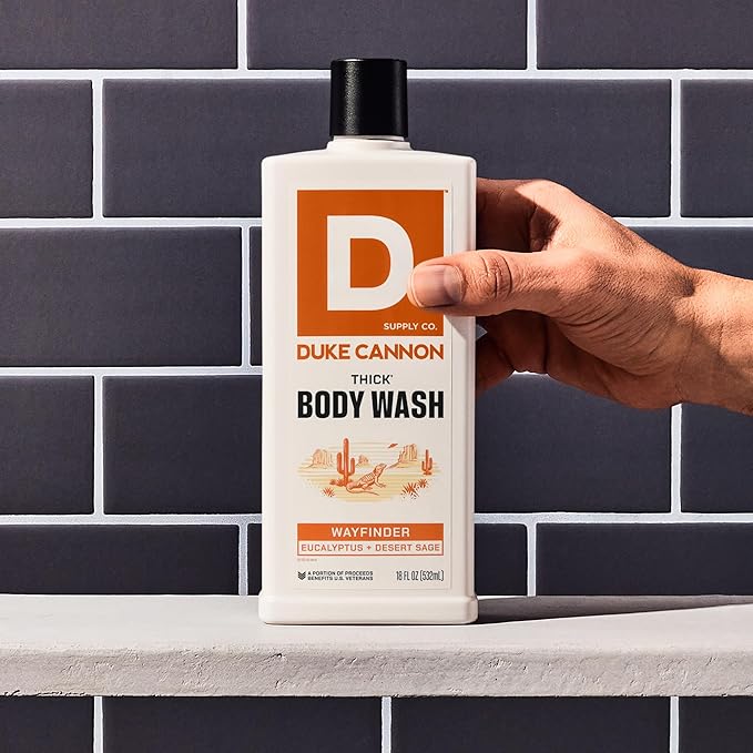 Duke Cannon Thick High Viscosity Body Wash - Wayfinder - Eucalyptus &amp Desert Sage Scent 3X Thicker Mineral-Enriched Sulfate-Free 17.5 oz (3-Pack)
