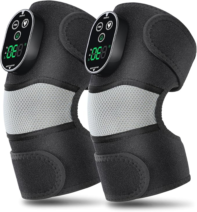 2-Pack Cordless Heated Knee Massager Knee Heating Pad for Pain Relief Heated Knee Wrap 6 Heat Levels 3 Vibration Modes &amp Timer Adjustable Heaing Pad Wrap for Knee Shoulder