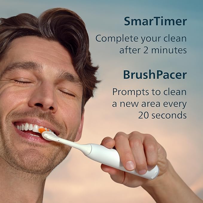 Philips Sonicare 7300 Series Electric Toothbrush - Next-Generation Sonicare Technology Pressure Sensor 12 Brushing Settings SmarTimer BrushPacer 21-Day Runtime Travel Case White HX7420/07