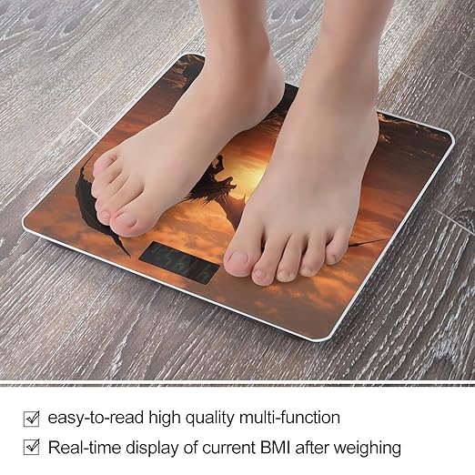 Sea Sunset Flying Dragon Bathroom Scale Rounded Smart Scale for Body Weight Automatic Power On/Off Weight Scales Accurate Bathroom Digital Scales for Pet Home Bedroom Kitchen