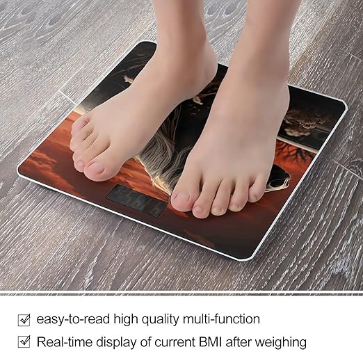 Romantic Mustang Scale for Body Weight Anti-Slip Tempered Glass Digital Bathroom Scales Clear LCD Display Weighing Scale Safe Rounded Corners Smart Scales