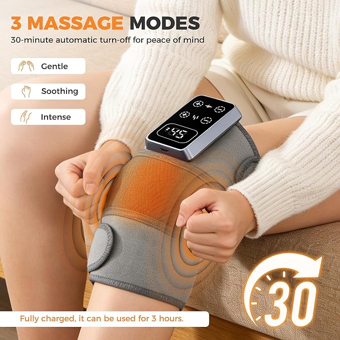 YAZHI Cordless Knee Massager for Pain Relief – Electric Heated Knee Brace 5 Heat Levels &amp 3 Massage Modes Gifts for Men and Women 2pack