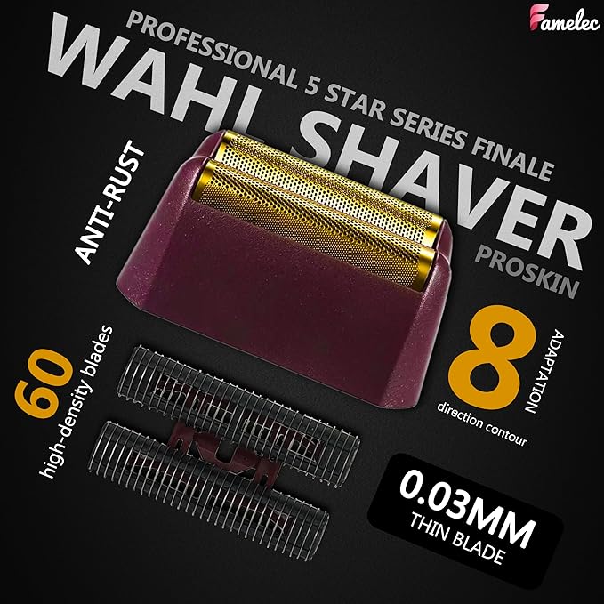 for Wahl Shaver Foil Replacement Professional 5 Star Series Finale Shaver Fit for Wahl Super Close Replacement Foil 7031-100 7043-100 Razor Foil for Wahl Electric Razor (4 Pack)