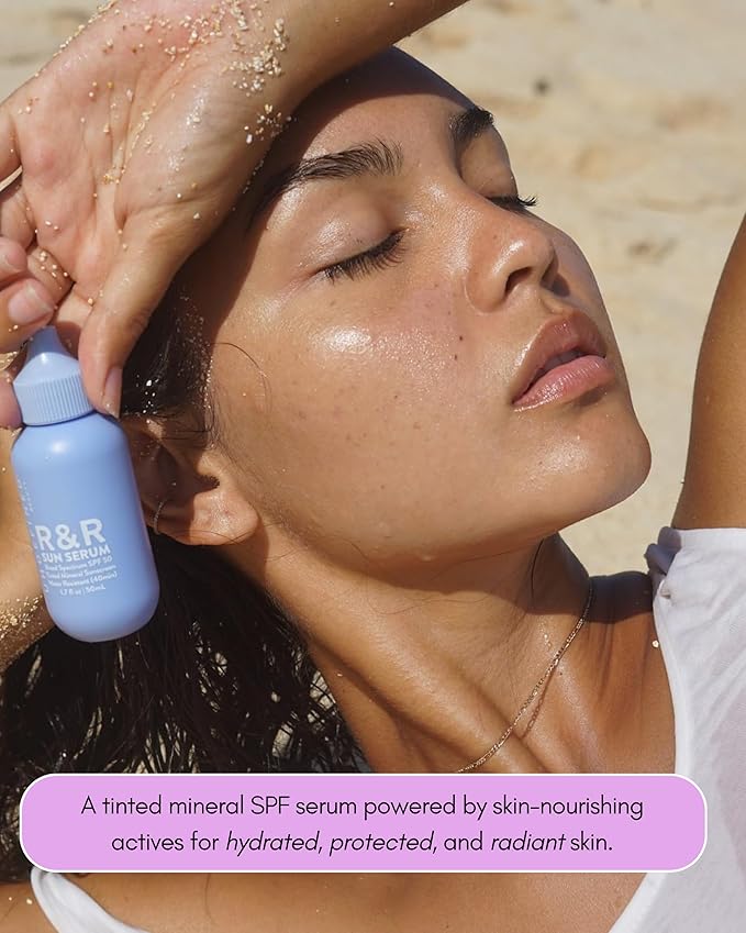 Undefined R&ampR Sun Serum SPF 50 PA++++ Tinted Mineral Sunscreen with Niacinamide Water Resistant Broad Spectrum Protection &amp Blue Light Defense (Medium Tint)