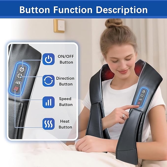 Joyset Neck Massager for Pain Relief Deep Tissue with HeatShiatsu Neck and Back Massager 4D Deep Kneading Massage for ShoulderGifts for Women Men Mom Dad Friend