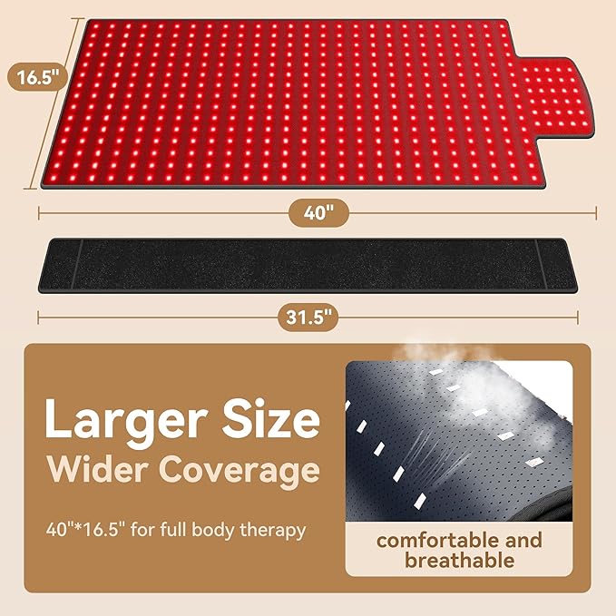 Red Light Therapy Mat 40 x 16.5 Infrared Red Light Therapy Pad for Back Shoulder Legs Knees 660nm &amp 850nm 3 in 1 420 LEDs Infrared Light Therapy for Body Pain Relief Muscle Recovery