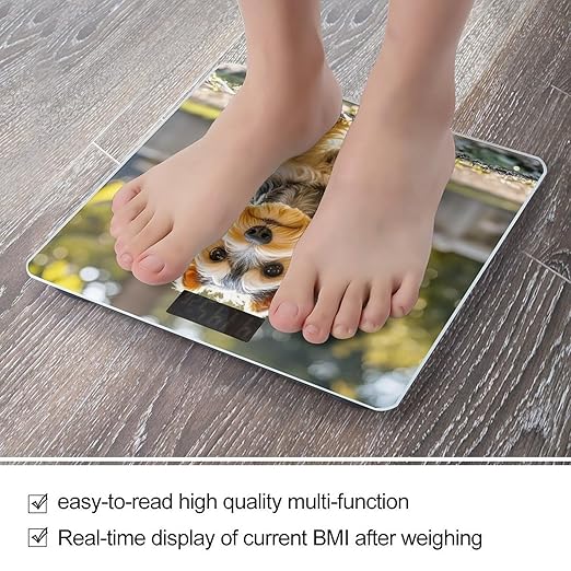 Yorkie Puppy Smart Scale for Body Weight Accurate Bathroom Scale with LED Display Digital Weight Scales Weighing Machine High Precision Scales for Bath Home