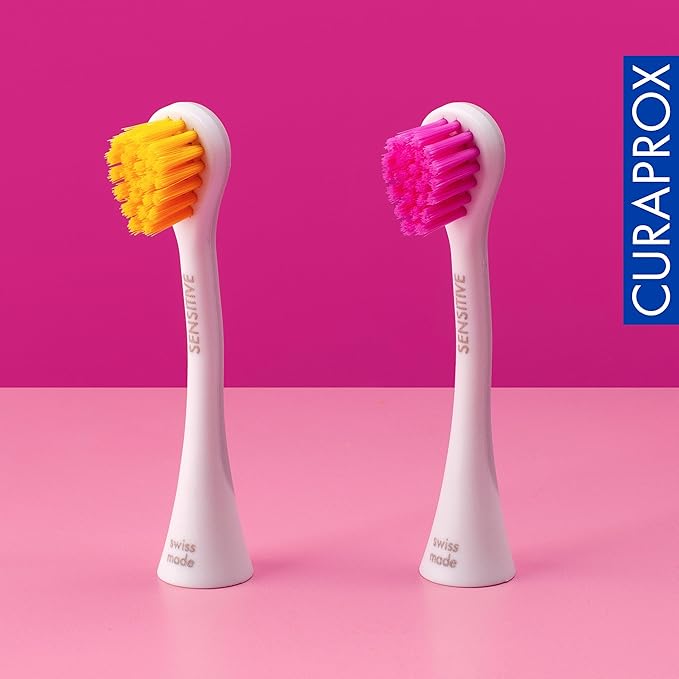 Curaprox Hydrosonic Brush Heads Rainbow Sensitive Duo – for Gentle Gum Care &amp Effective Plaque Removal | Yellow/Pink 2-Pack | Compatible with All Curaprox Sonic Models | Swiss Made