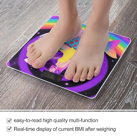 Women Sit Trippy Animal Fish Scale for Body Weight Sturdy Tempered Glass Weighing Scales with LCD Display Accurate Digital Bathroom Scale Convenient Body Fat Smart Scales Easy Read