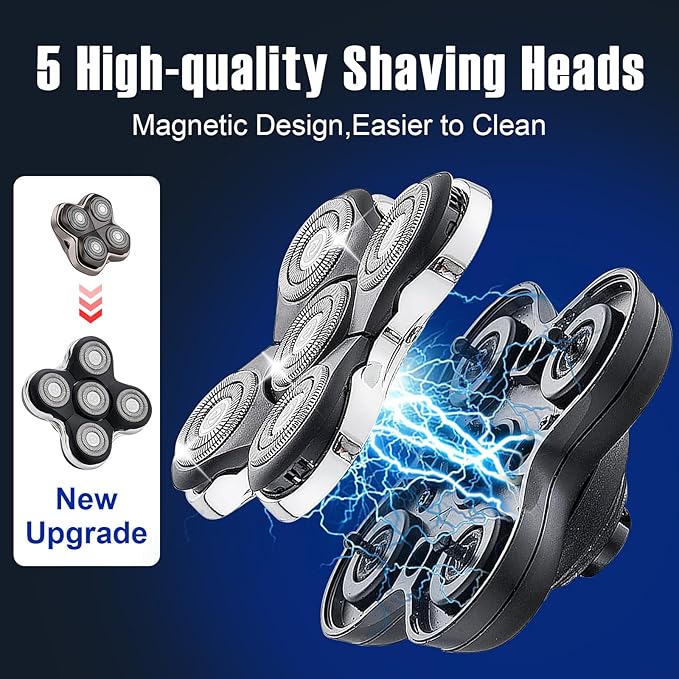 5 Blade Shaver Replacement Head Compatible with Skull Shaver for Pitbull Gold PRO/Pitbull Platinum Pro Shaver Heads (2 Pack