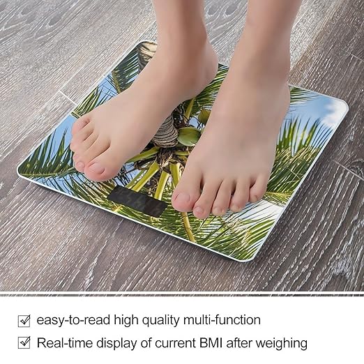 Coconut Tree Scale for Body Weight Accurate Digital Bathroom Scale Toughened Glass High Precision Scales Smart Weight Scales with Large LCD Backlight Display Weighing Machine