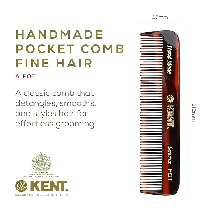 Kent Beard &amp Mustache Grooming Kit Includes BRD2 White Boar Bristle Beard Brush 81T Handmade Sawcut Comb and FOT Fine Tooth Beard Comb for Men’s Care