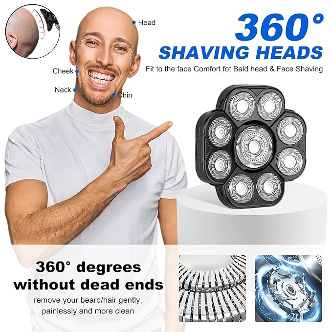 9 Blades Shaver Head - 2 Pack Men's Electric 9D Shaver Replacement Heads Universal Replacement Blade Head Electric Razor for menblack
