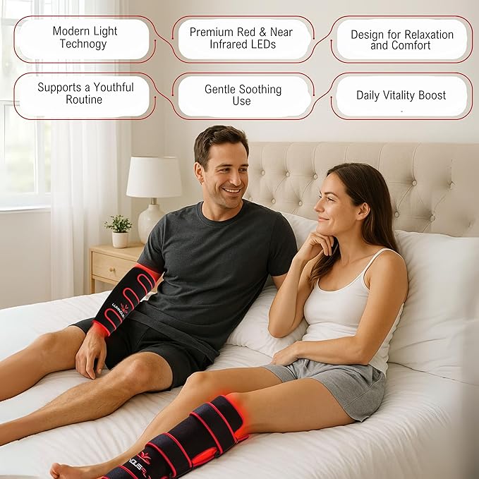 LuminousRLT Red Light Therapy Pad for Arms &amp Legs – Flexible Wrap with 208 Red &amp Near-Infrared LEDs (660nm &amp 850nm) Auto Shut-Off Adjustable Fit