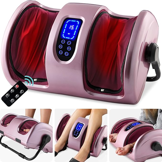 Best Choice Products Heated Shiatsu Foot Massager for Pain Relief Plantar Fasciitis Neuropathy Blood Circulation w/Compact Design - Rose Gold