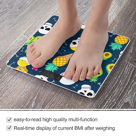 Energy Saving Scale Bathroom Weighing Scale Smart Scale for Body Weight Digital Summer Skull Pineapple Ice Cream Avocado Print