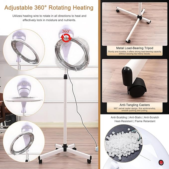 360° Infrared Hair Dryer 950W Professional Stand Hair Color Processor for Fast Drying Perming &amp Styling - Ideal for Salons &amp Home Use