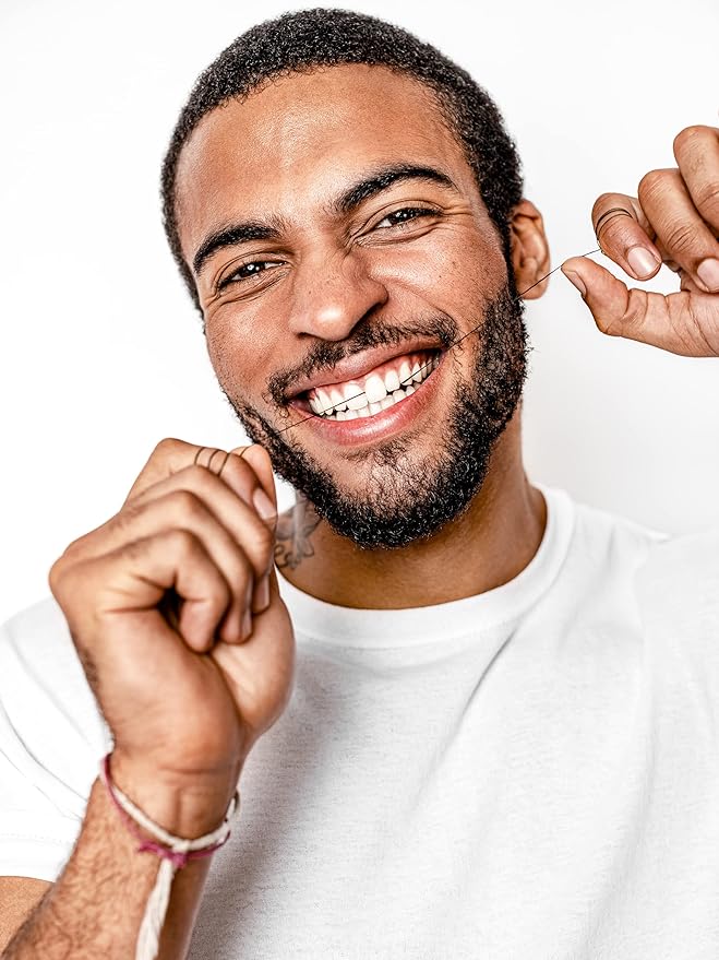 Terra &amp Co. Brilliant Black Dental Floss (3 Pack) | Organic Teeth Whitening Products | All Natural with Activated Bamboo Charcoal | Vegan &amp Cruelty Free | Luxury Dental Care