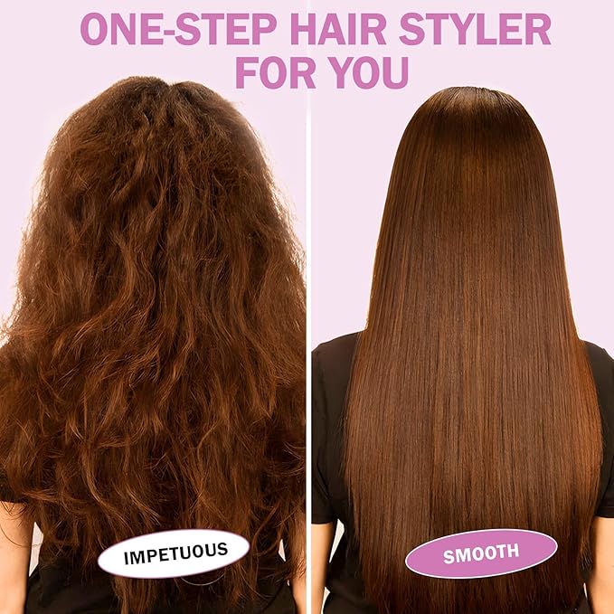 Generic Negative Ions Hair Straightener Brush 3D Comb Teeth Fast Heating 30 Seconds Salon Quality for Straight Curly Hair with 2 Hair Clamps 1 Cleaning Brush for Home Travel Gifts (Black Red)