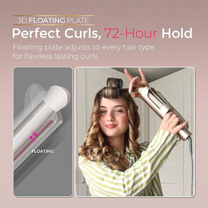 TYMO Long Barrel Automatic Curling Iron + Flat Iron Curling Iron for Quick Easy Curls and Straight Style for Long Short Hair