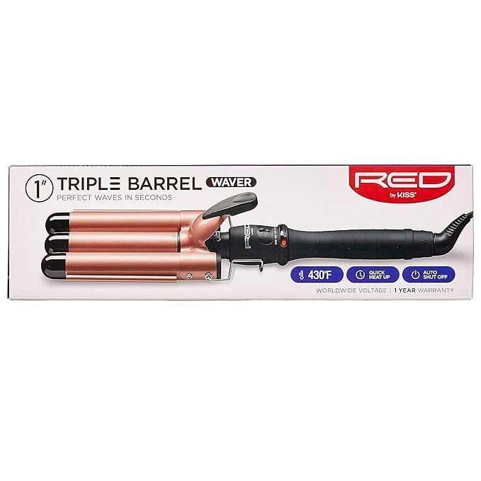 RED by KISS Ceramic Tourmaline Professional Curling Iron (1 Triple Barrel)