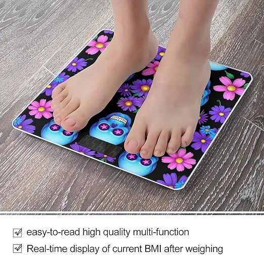 Smart Scale for Body Weight Digital Bathroom Weighing Scale Energy Saving Scale Flowers Floral Skull