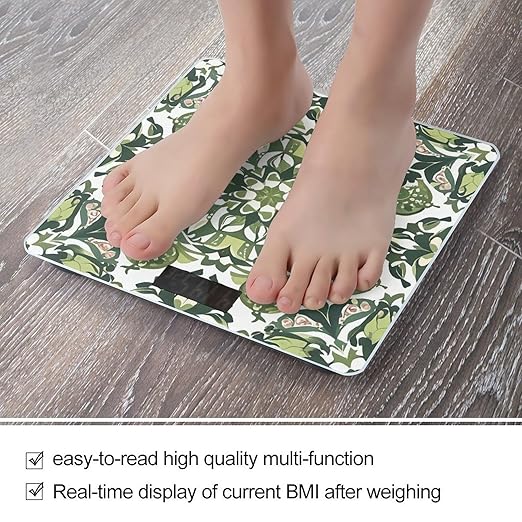 Green Decorative Pattern Scale for Body Weight Smart Scales Digital Bathroom Scale High Precision Weighing Scales with Large Display Weighing Machine for People