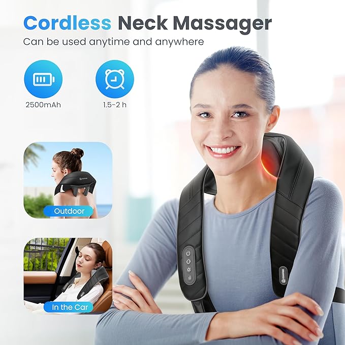 COMFIER Cordless Neck Massager &amp Massage Seat Cushion