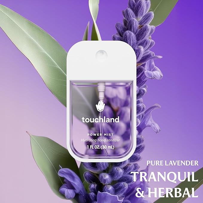 Touchland Hydrating Hand Sanitizer Spray – Blossom 5 Set (Pure Lavender Vanilla Blossom Rainwater Velvet Peach Applelicious) – 5 x 1 FL OZ Travel Size Mists