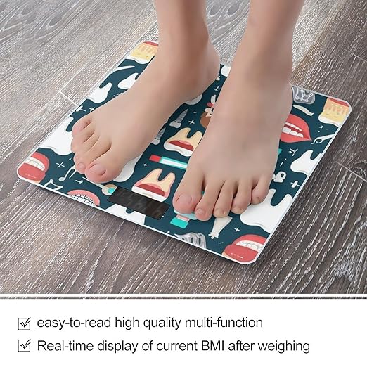 Men's Fashion Automatic Switch Digital Bathroom Weighing Scale Smart Scale Teeth Dental Seamless Pattern