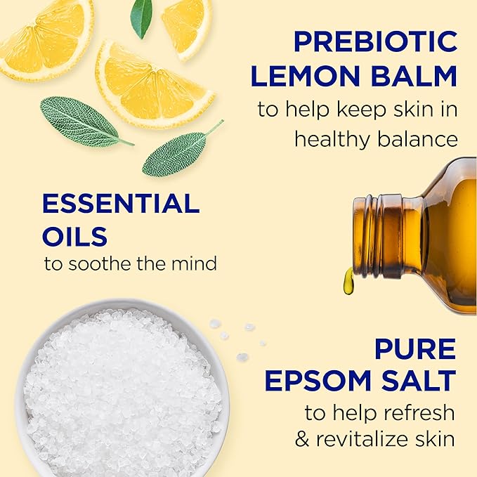 Dr Teal's Body Wash with Pure Epsom Salt with Prebiotic Lemon Balm &amp Sage 24 fl oz (Pack of 4)