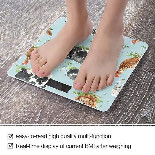 Digital Bathroom Scale for Body Weight Scale with Bright LCD Display High Accuracy Step-On Technology Auto On/Off Light Blue Animal Digital Scales 400 Lbs /180kg
