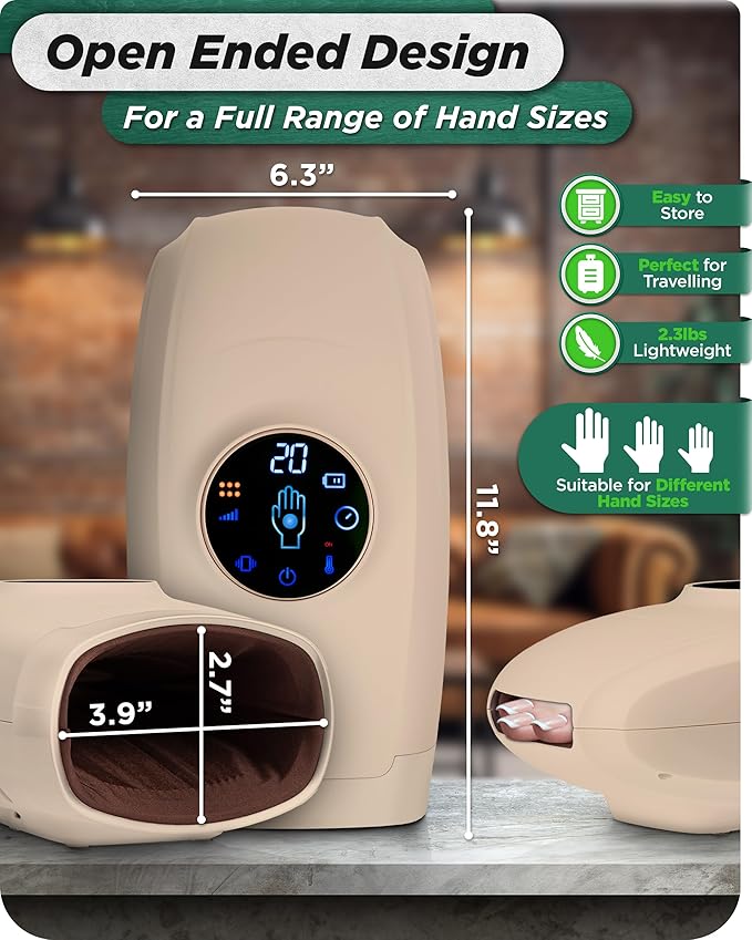 Lunix LX7 FSA Carpal Tunnel &amp Wrist Pain Relief Device Heated Air Compression Hand Massager for Arthritis Mothers Day Gifts for Women &amp Mom Touchscreen Sand Beige
