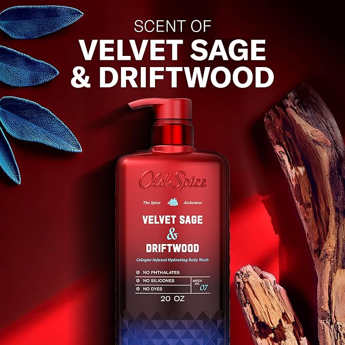 Old Spice The Spice Alchemist Collection Body Wash + Aluminum Free Deodorant Bundle for Men Velvet Sage + Drift Wood Scent 24/7 Cologne Infused Scent No Trade Off Formula 20 oz &amp 3 oz (Pack of