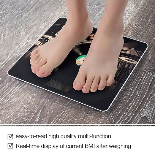 Vinyl Records Scale with LCD Easy-to-Read Anti-Slip Weight Digital Bathroom Scale Precision Weighing Scales Sturdy Tempered Glass Body Weight Scales for Daily Use