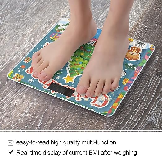 Digital Bathroom Scale for Body Weight Scale with Bright LCD Display High Accuracy Step-On Technology Auto On/Off Christmas Stickers Digital Scales 400 Lbs /180kg