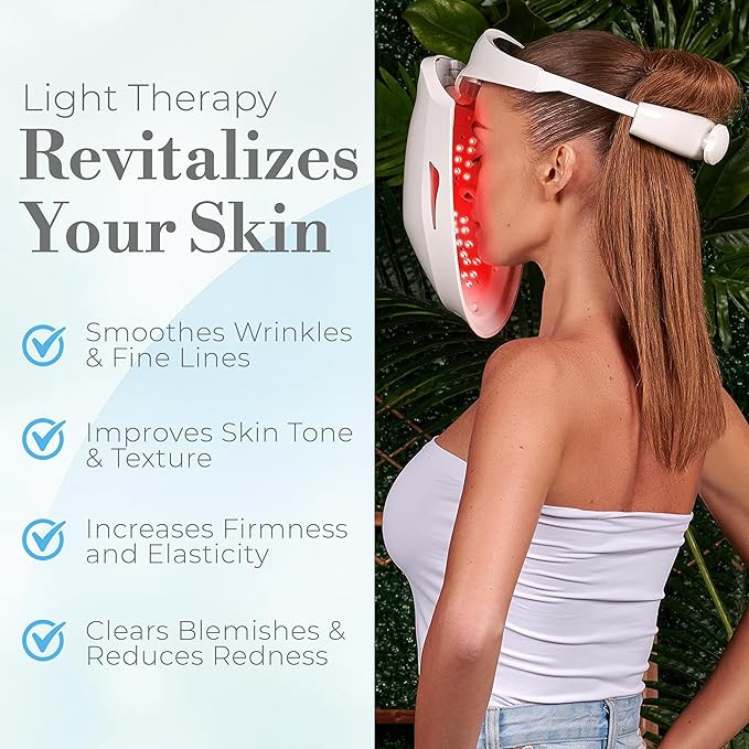 Red Light Therapy for Face – LED Face Mask for Eyes Neck &amp Skin | Infrared Therapy Mask for Anti-Aging Wrinkles Skin Rejuvenation