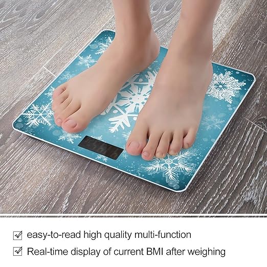 Winter Snowflake Weight Scale Large Bathroom Scales Digital Weight with Bright LED Display Non Slip Automatic Weighing Scale Fashion Weighing Machine for Body
