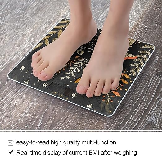 Cats and Mushrooms Scale for Body Weight Highly Accurate Digital Bathroom Scale Sturdy Tempered Glass Weighing Scales with LCD Display Fashion Body Fat Smart Scales 400lb
