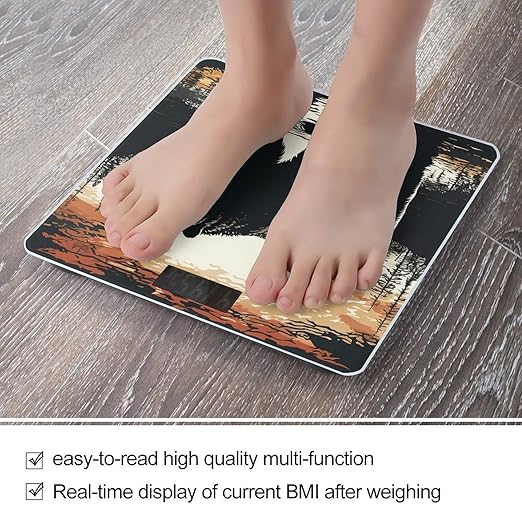 Bear Silhouette Scale for Body Weight Safe Rounded Corners Tempered Glass Digital Bathroom Scale LED Display 400lb Capacity Weight Scales with High Precision Sensors