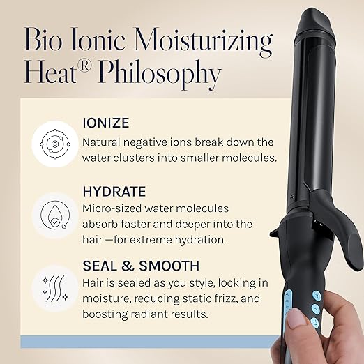 Bio Ionic Long Barrel Curling Iron with Moisture Heat Technology &amp NanoIonic MX Versatile Curling Wand - Multiple Barrel Sizes for Tight Classic Loose &amp Soft Curls